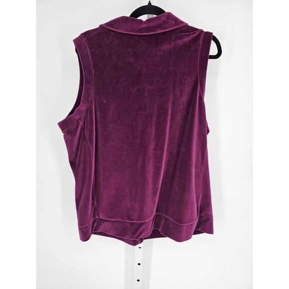 Quacker Factory Womens Purple Sleeveless Full Zipper Vest Size 1X Sequin Velvet - Picture 4 of 4